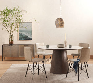 Skye Round Dining Table-White Marble