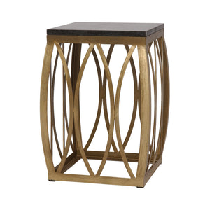 Vault Metal Stool with Black Granite Top - Gold Powdercoat