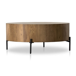 Eaton Drum Coffee Table-Amber Oak Resin