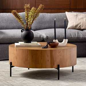 Eaton Drum Coffee Table-Amber Oak Resin