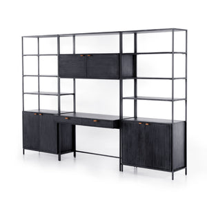 TREY MODULAR WALL-2 BOOKCASE-DESK-BLACK