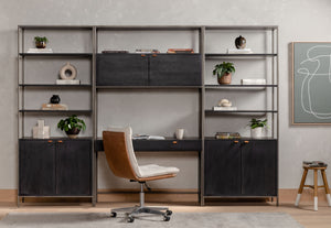 TREY MODULAR WALL-2 BOOKCASE-DESK-BLACK