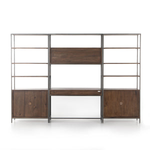 TREY MODULAR WALL-2 BOOKCASE-DESK-AUBURN