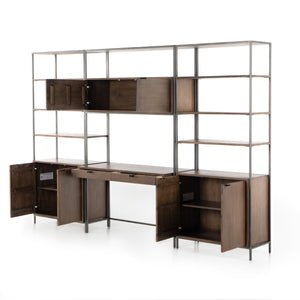 TREY MODULAR WALL-2 BOOKCASE-DESK-AUBURN