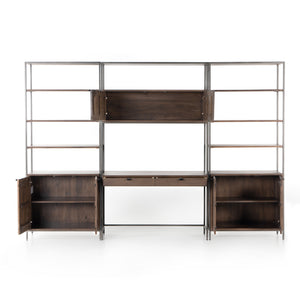 TREY MODULAR WALL-2 BOOKCASE-DESK-AUBURN