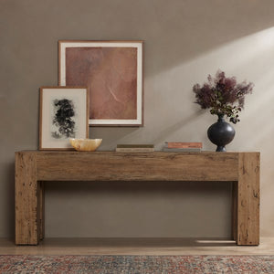 Abaso Console Table-Rustic Wormwood Oak