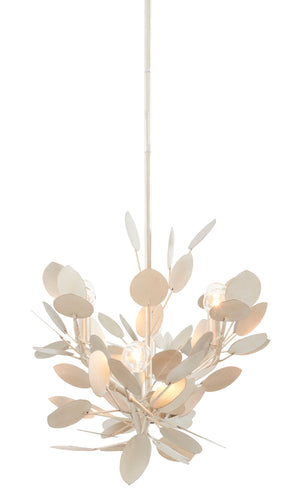 Currey and Company Lunaria Oval Chandelier - Contemporary Silver Leaf