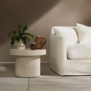 Grecia Outdoor End Table-Large-White
