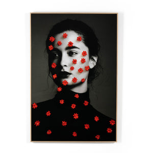 Female Portrait & Red Flowers by Getty