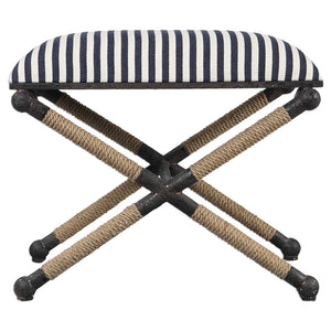 Nautical X-Frame Bench with Natural Fiber Rope Accents