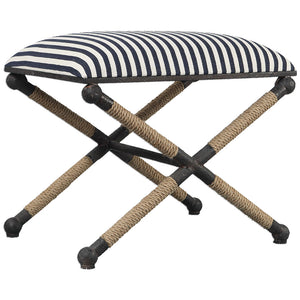 Nautical X-Frame Bench with Natural Fiber Rope Accents