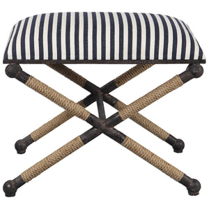 Nautical X-Frame Bench with Natural Fiber Rope Accents