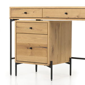 Eaton Desk with Filing Cabinet-Light Oak
