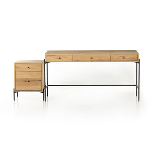 Eaton Desk with Filing Cabinet-Light Oak
