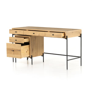 Eaton Desk with Filing Cabinet-Light Oak