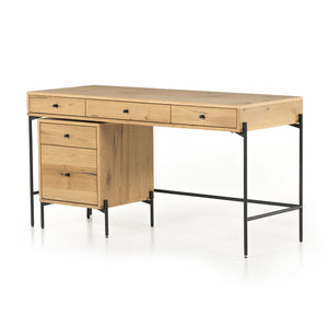 Eaton Desk with Filing Cabinet-Light Oak