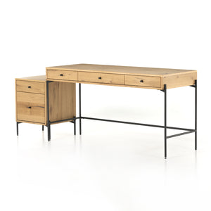 Eaton Desk with Filing Cabinet-Light Oak