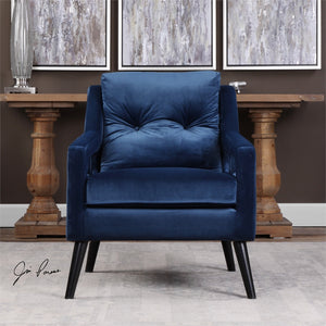 Open Arm Lounge Chair — Navy Blue