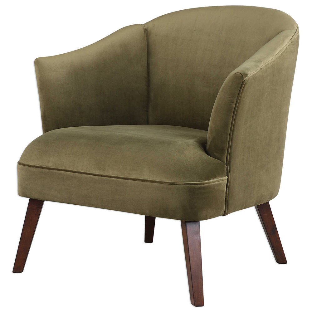 Barrel Back Chair with Tapered Legs - Olive Green