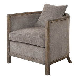 Weathered Hardwood Accent Chair - Grey Chenille