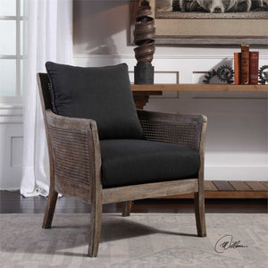 Cane Sided Arm Chair with Cushions