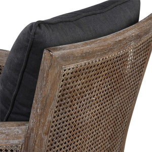 Cane Sided Arm Chair with Cushions