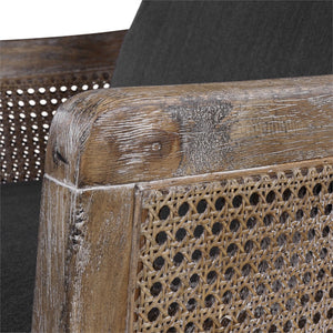Cane Sided Arm Chair with Cushions