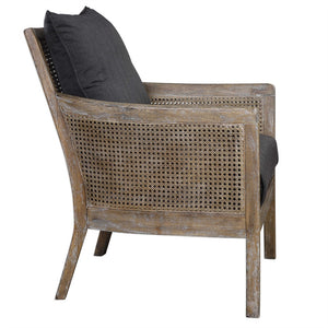 Cane Sided Arm Chair with Cushions