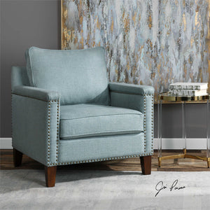 Woven Argyle Club Chair - Sea Mist Blue