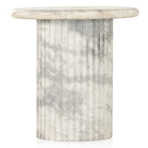 Oranda End Table-Polished White Marble