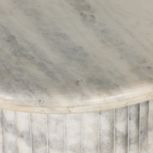 Oranda End Table-Polished White Marble