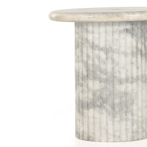 Oranda End Table-Polished White Marble