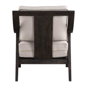 Modern Open Back Beige Accent Chair with Wood Frame
