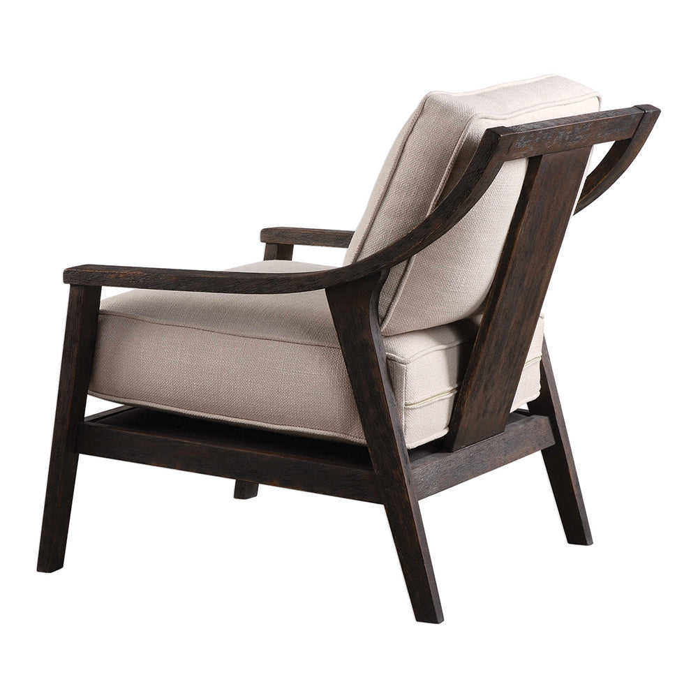Modern Open Back Beige Accent Chair with Wood Frame Scenario Home