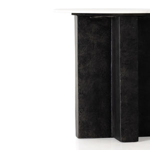 Terrell Round End Table-Polished White Marble