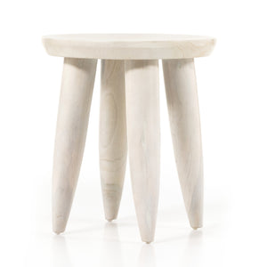 Zuri Round Outdoor End Table - Ivory Teak