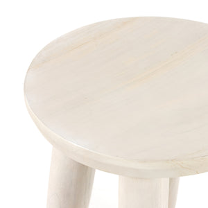 Zuri Round Outdoor End Table - Ivory Teak