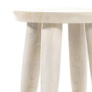 Zuri Round Outdoor End Table - Ivory Teak