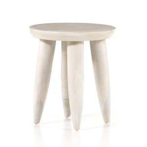 Zuri Round Outdoor End Table - Ivory Teak