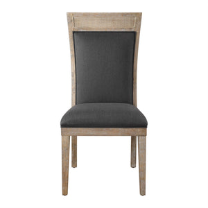 High Back Armless Chair with Cane Accent - Dark Grey