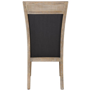 High Back Armless Chair with Cane Accent - Dark Grey