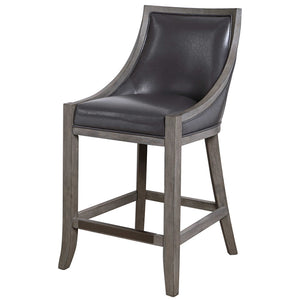 Birch Wood Counter Stool with Faux Leather Upholstery