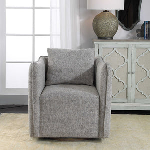 Stone Linen Swivel Arm Chair