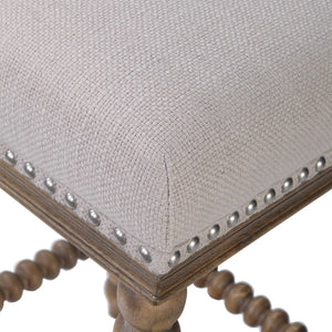 Backless Counter Stool with Spindle Turned Legs & Nailhead Trim