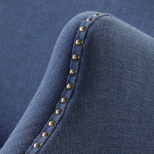 Contemporary Wingback Chair with Nailhead Trim - Blue Linen