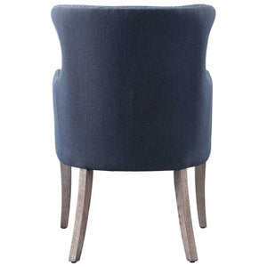 Contemporary Wingback Chair with Nailhead Trim - Blue Linen