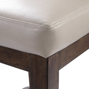 Faux Pebbled Leather Counter Stool with Solid Wood Frame