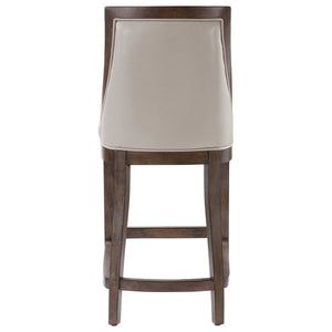 Faux Pebbled Leather Counter Stool with Solid Wood Frame