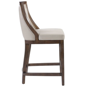 Faux Pebbled Leather Counter Stool with Solid Wood Frame