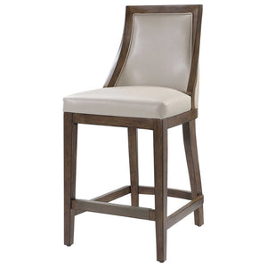 Faux Pebbled Leather Counter Stool with Solid Wood Frame